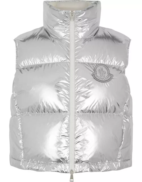 Moncler Blavet Metallic Quilted Shell Gilet - Silver