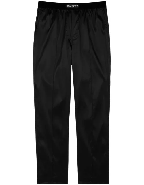 Tom Ford Stretch Silk Satin Pyjama Trousers in Black, Men's Nightwear, Elegant Silk Satin, Relaxed Fit