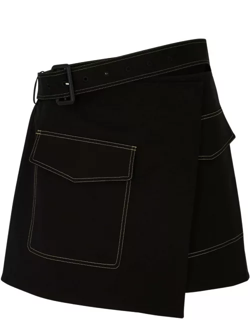 Helmut Lang Stretch-cotton Mini Wrap Skirt - Black