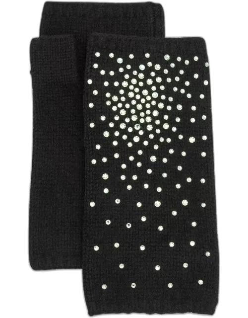 Cashmere Short Fingerless Gloves with Swarovski Asteris