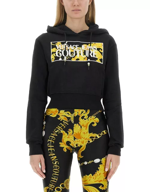 versace jeans couture cropped sweatshirt with logo