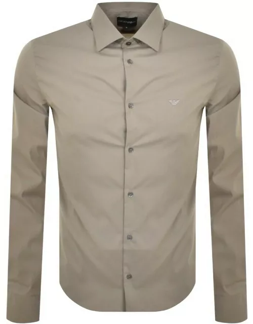 Emporio Armani Logo Long Sleeve Shirt Grey