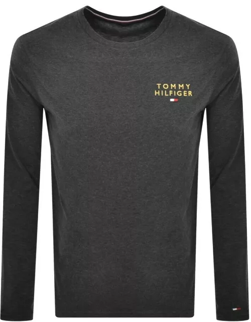 Tommy Hilfiger Logo Long Sleeved T Shirt Grey