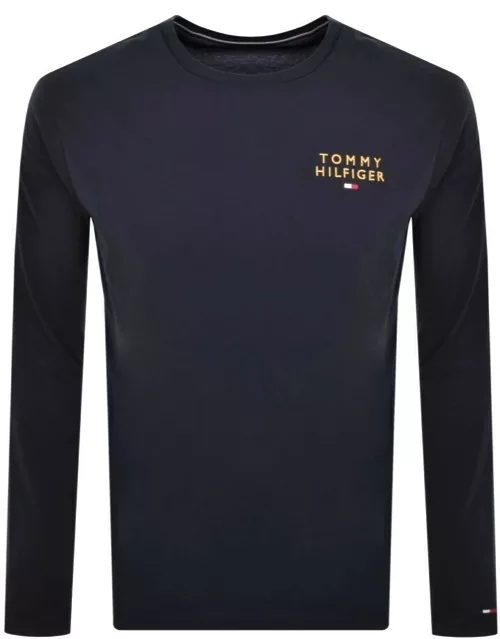 Tommy Hilfiger Logo Long Sleeved T Shirt Navy