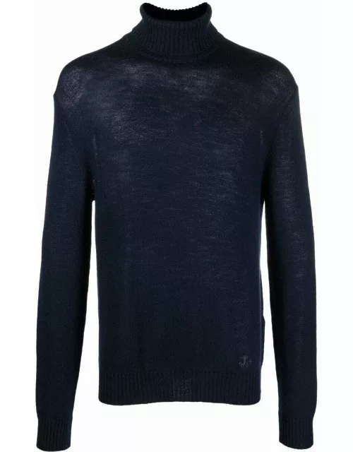 Blue roll neck knitted sweater
