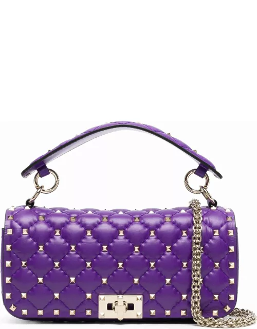 Purple quilted Rockstud Spike shoulder bag
