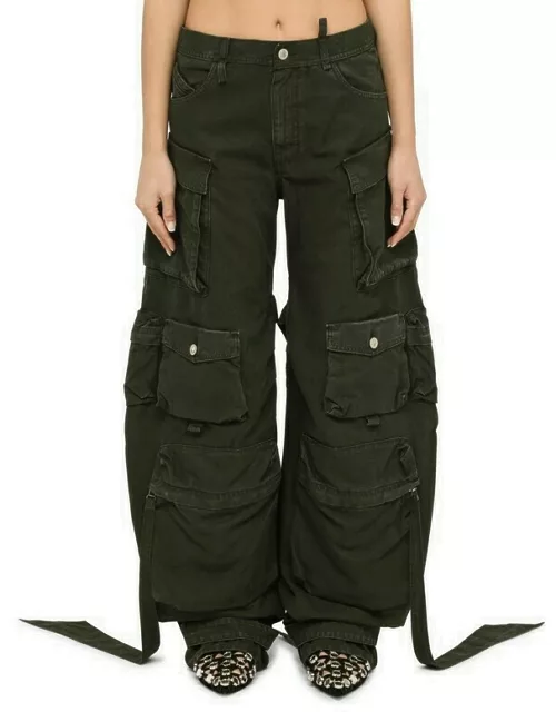 Dark green cotton cargo trouser