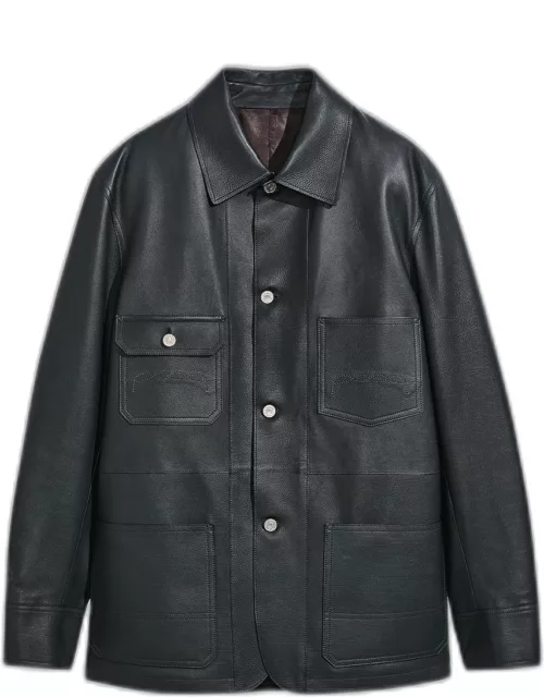 Men's Leather 4-Pocket Chore Jacket