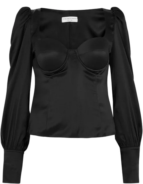 Violante Nessi Morandi Stretch-silk top - Black