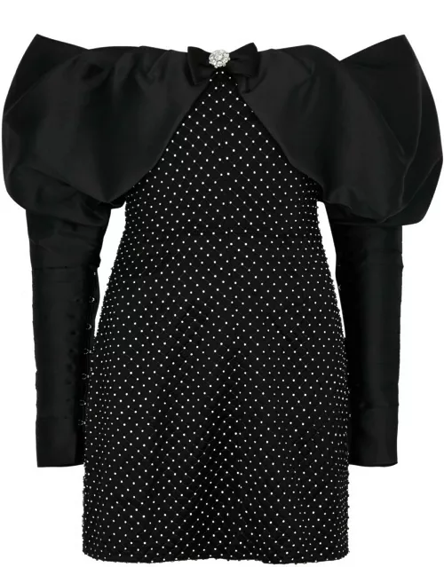 Nafsika Skourti Opera Embellished Satin Mini Dress - Black