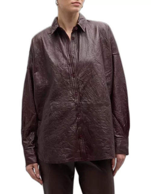 Tamara Crinkled Leather Shirt