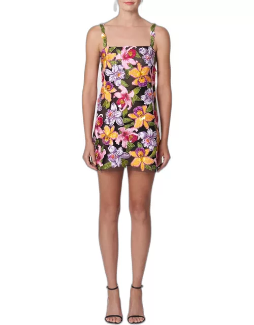 Floral Embroidered Mini Dres