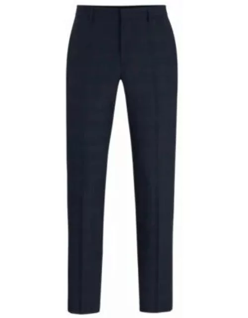 Slim-fit pants in a checked wool blend- Dark Blue Men's Business Pant