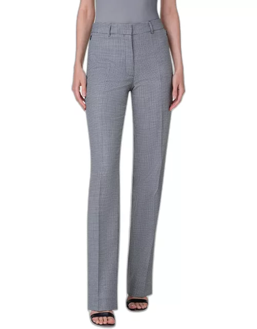 Meghan Houndstooth Mid-Rise Straight-Leg Wool-Cashmere Pant