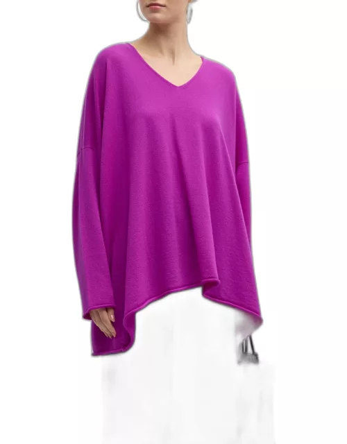 Cashmere A-Line V-Neck Sweater Long