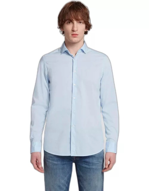 Long Sleeve Poplin Shirt in Light Blue