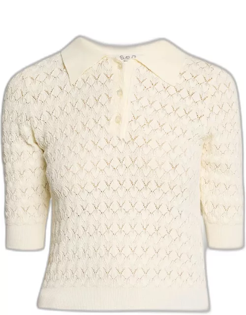 Rue Fine-Gauge Knit Polo Sweater