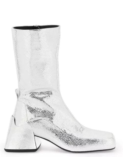 JIL SANDER cracked-effect laminated leather boot
