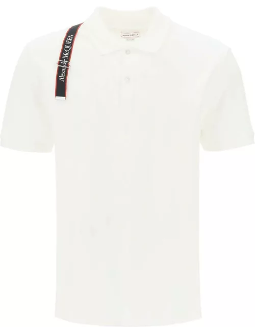 ALEXANDER MCQUEEN Harness polo shirt in piqué with selvedge logo