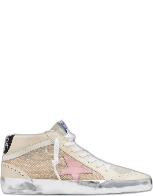 Mid Star Leather Net Wing-Tip Sneaker
