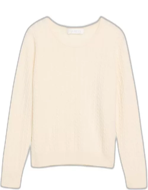 Cashmere Cable-Knit Crewneck Sweatshirt
