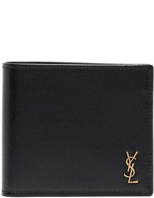 Tiny Monogram wallet in black shiny leather