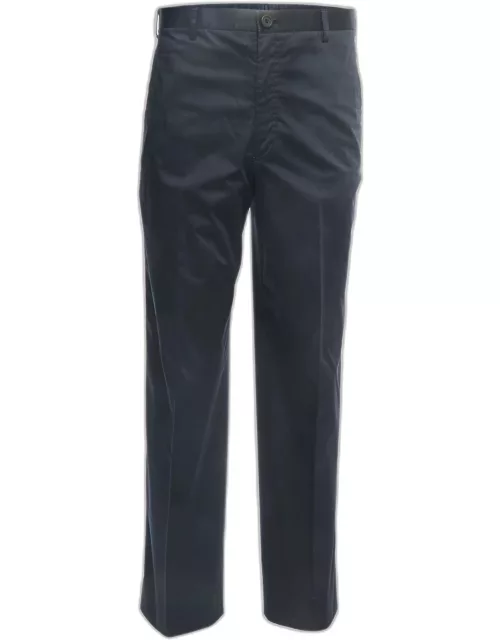 Giorgio Armani Navy Blue Cotton Trousers