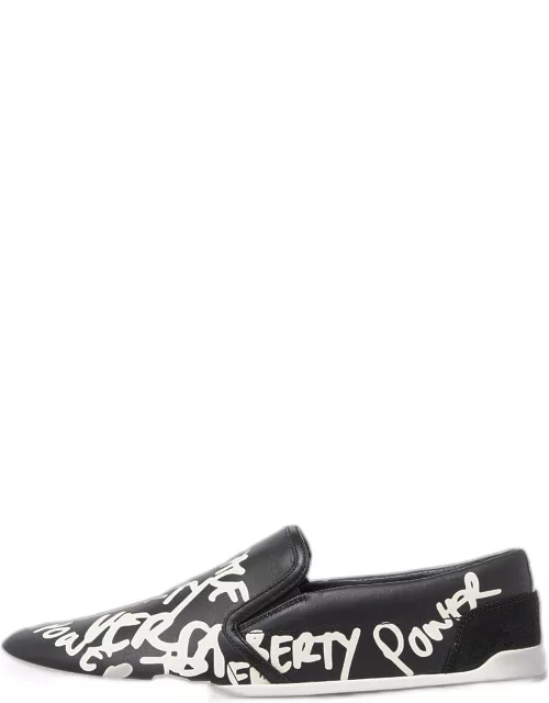 Versace Black/White Printed Leather Slip On Sneaker
