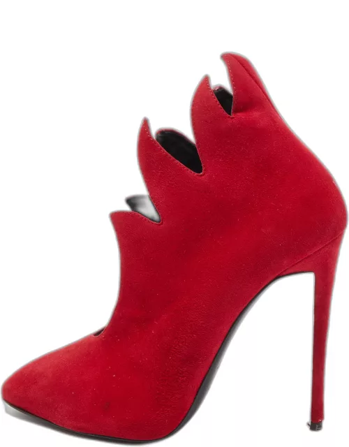 Giuseppe Zanotti Red Suede Ankle Bootie