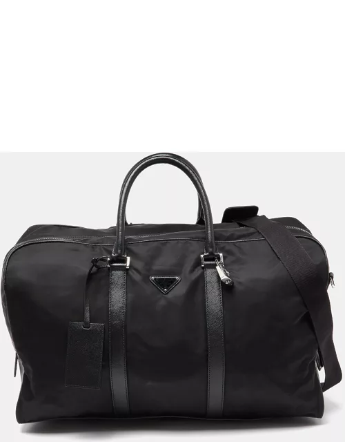Prada Black Nylon and Leather Duffle Bag
