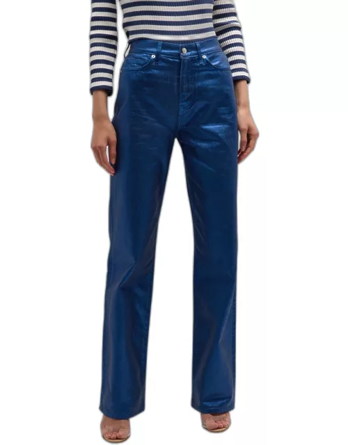 Dylan High Rise Straight-Leg Coated Jean