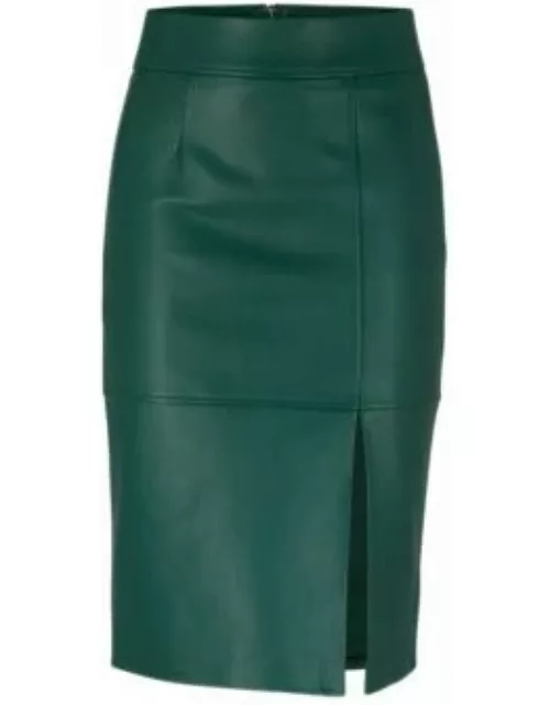 Slim-fit pencil skirt in grained leather- Light Green Women's Skirt