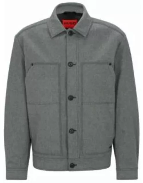 Regular-fit jacket in a brushed- Dark Grey Men's Sport Coat
