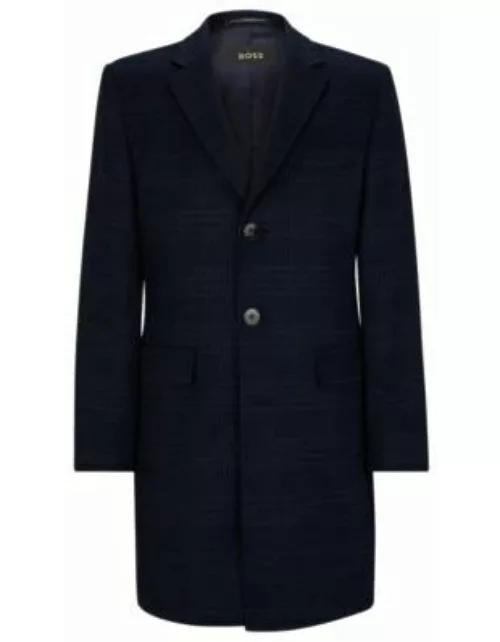 Slim-fit coat in checked virgin wool and cashmere- Dark Blue Men's Formal Coat