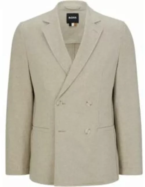All-gender double-breasted jacket in melange wool- White Men's Sport Coat