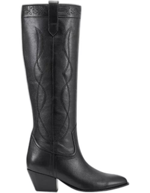 Edania Embroidered Leather Tall Western Boot