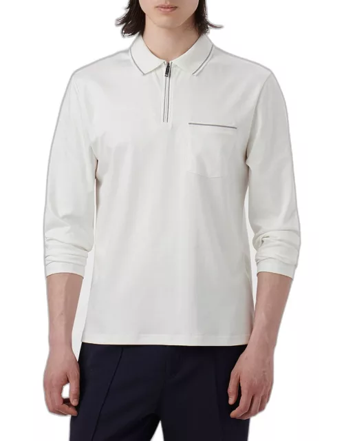 Men's Cotton Quarter-Zip Polo Shirt