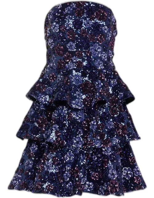 Strapless Tiered Sequin Mini Dres