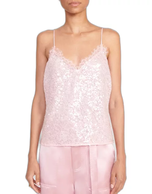 Kezia Sequin Cami Top with Lace