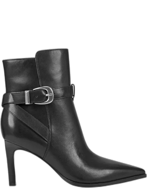 Rafia Leather Buckle Ankle Boot