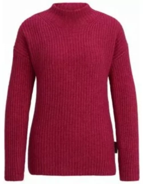 Mock-neck sweater in a wool blend- Pink Women's Sweater