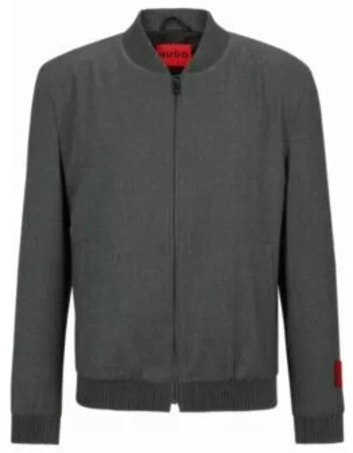 Slim-fit jacket in melange stretch-wool flannel- Light Grey Men's Sport Coat