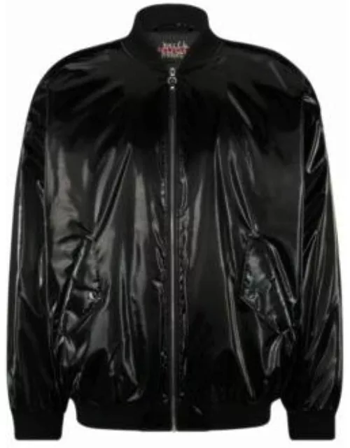 HUGO x Bella Poarch relaxed-fit vinyl-effect jacket- Black Women's Casual Jacket