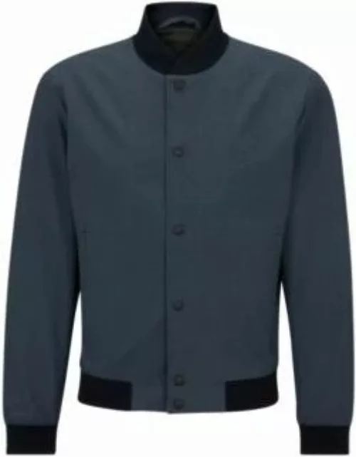 Slim-fit jacket in micro-patterned performance-stretch jersey- Dark Blue Men's Sport Coat