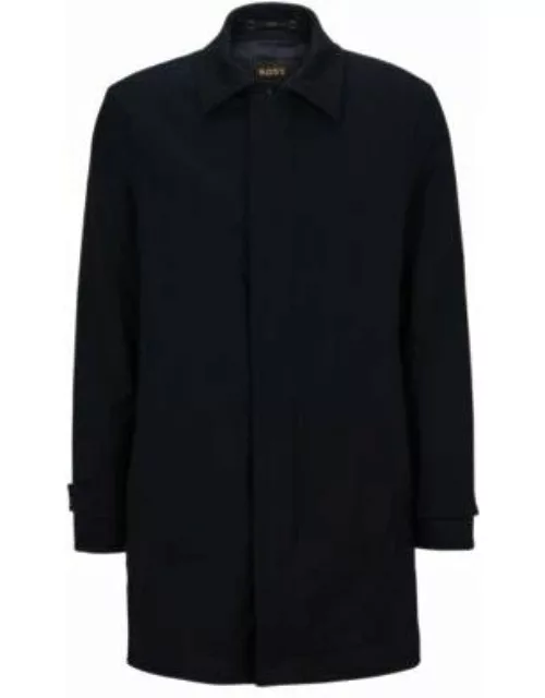 Regular-fit coat in a rain-resistant wool blend- Dark Blue Men's Formal Coat