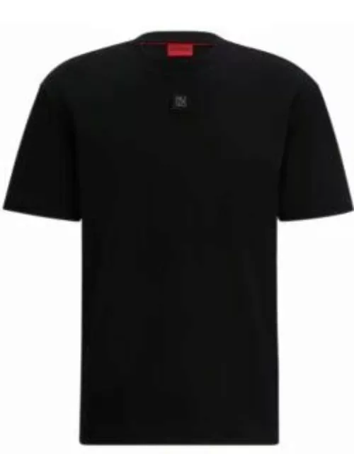 Interlock-cotton T-shirt with stacked logo- Black Men's T-Shirt