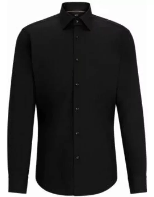 Regular-fit shirt in easy-iron cotton poplin- Black Men's Shirt