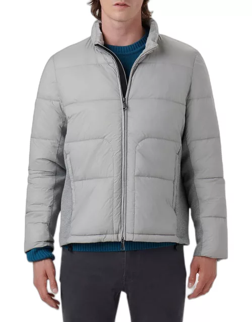 Men's Quilted Bomber Jacket with Stowaway Hood