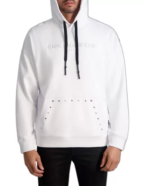 Men's Studded Hoodie with Raised Logo