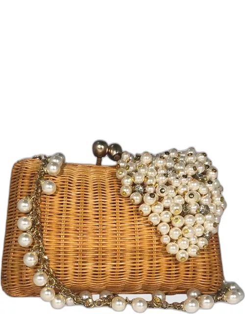 Charlotte Pearly Straw Clutch Bag